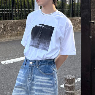 (Unisex) Square Print Short-Sleeve T-Shirt