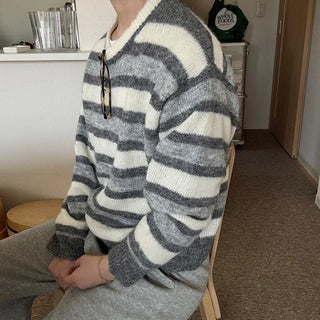 Striped Round Knit Sweater