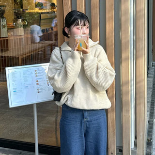 Half-zip knit top
