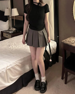 One-off halter strap half-sleeve T-shirt