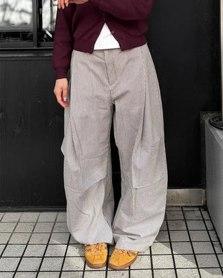 (Unisex) Striped Pintuck Overpants
