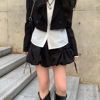 Balloon Shirred Mini Skirt