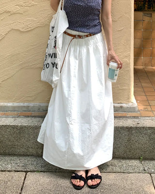 Shirred waist long skirt