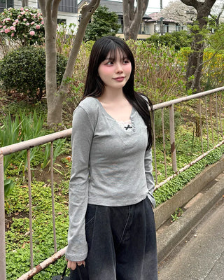 Lace sleeveless set T-shirt