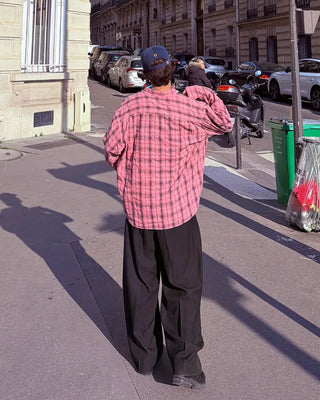 D-ring two-pleat wide-leg pants