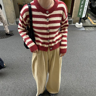 Striped bouclé cardigan