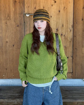 V-neck simple knit