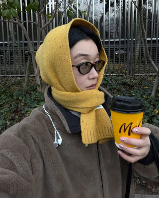 Melange knit wool scarf