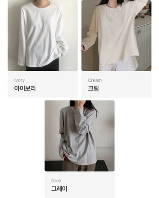 (Short-sleeved/Long-sleeved) Clean Cotton Daily Plain T-Shirt
