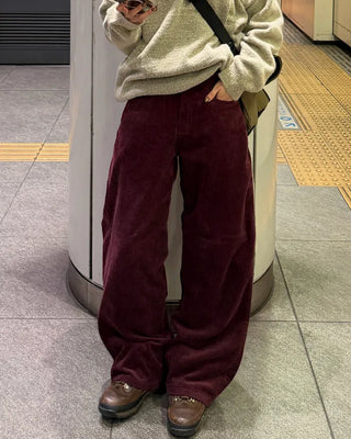Corduroy wide-leg pants