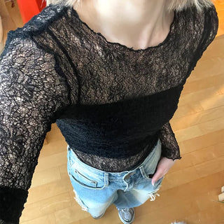 See-through vintage lace knit