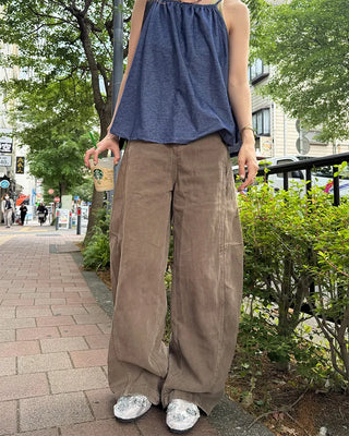 Wide-leg collar pants