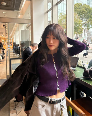 Walnut Button Short Knit Cardigan
