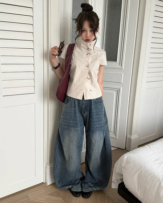 Washed Curved Denim