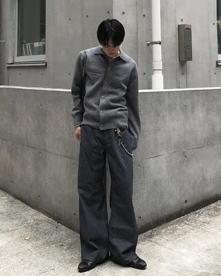 Semi-Clothed Polo Knit Cardigan