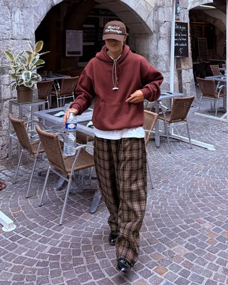 Big check wide pants