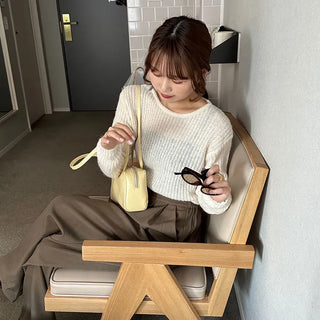 Ribbed long-sleeve wool knit