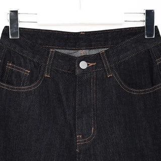 Non-faded wide denim pants