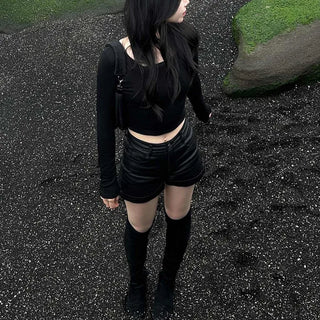 U-neck cropped T-shirt