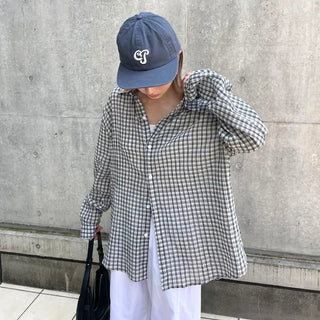 Unisex seersucker check shirt