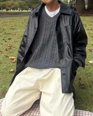 Leather work jacket