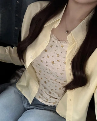 Wide cuff cropped shirt