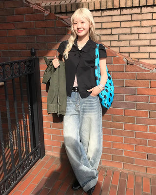 Wide denim pants
