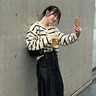 Striped button cardigan