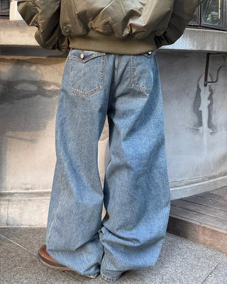 Balloon wide denim pants