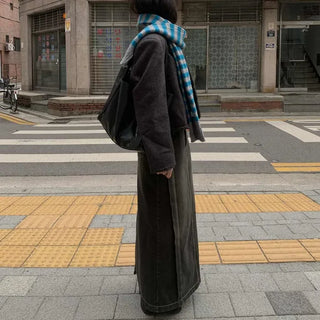 [Unisex] Striped Wool Maxi Scarf