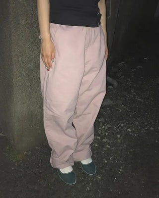 Back flap pocket cotton wide pants
