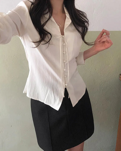 Strap button blouse