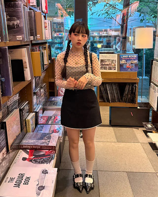 Polka Dot See-Through Long Sleeve T-Shirt