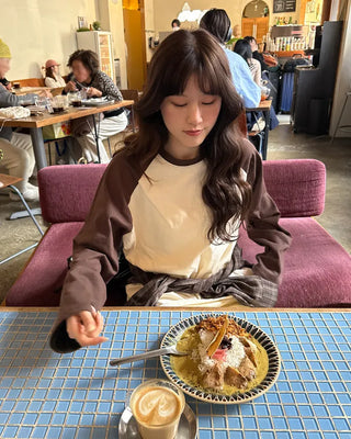 Color Block Raglan Long T-Shirt