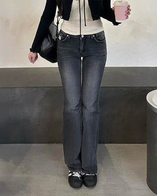 Low-rise bootcut denim pants