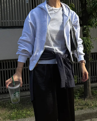 Double-zip cropped hoodie