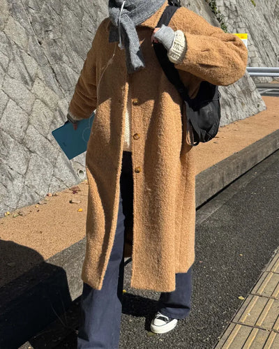 Boucle Collar Long Coat