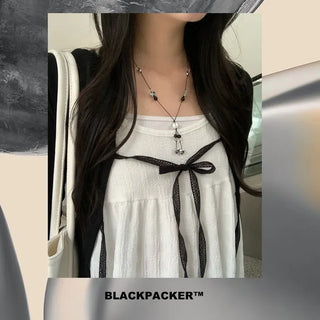 Black Ball Clear Bead Necklace