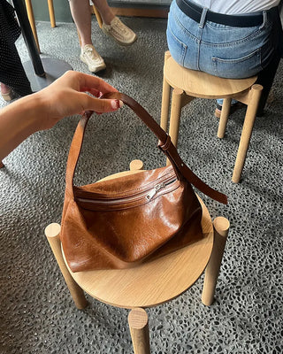 Eco-leather round shoulder bag