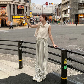 Striped wide-leg pants