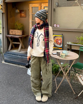 Checkered fringe muffler