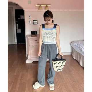 Striped wide-leg pants