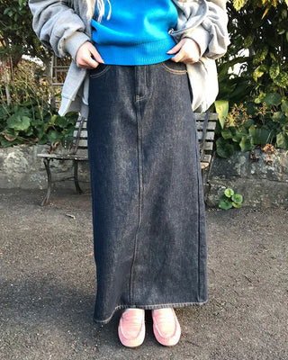 Long denim skirt