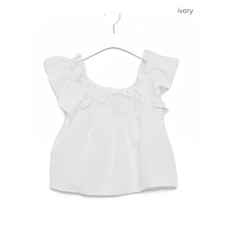 Frilled short-sleeved blouse