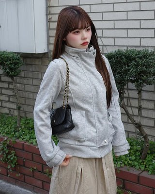 High-neck zip-up jacket