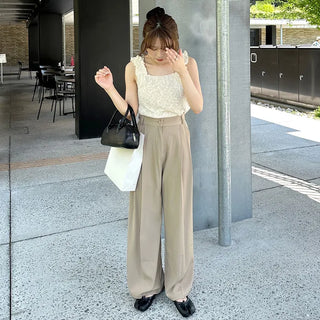 Pintuck wide slacks