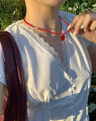 Strawberry Charm Bead Necklace