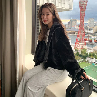 High-neck fur jacket