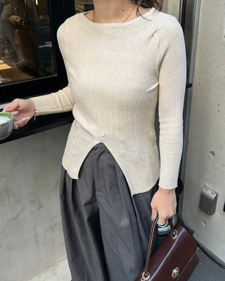 Slit Button Rib Knit