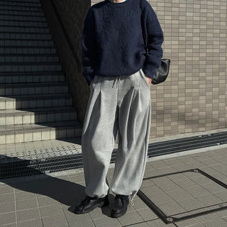 Pintuck Wide Brushed Sweatpants